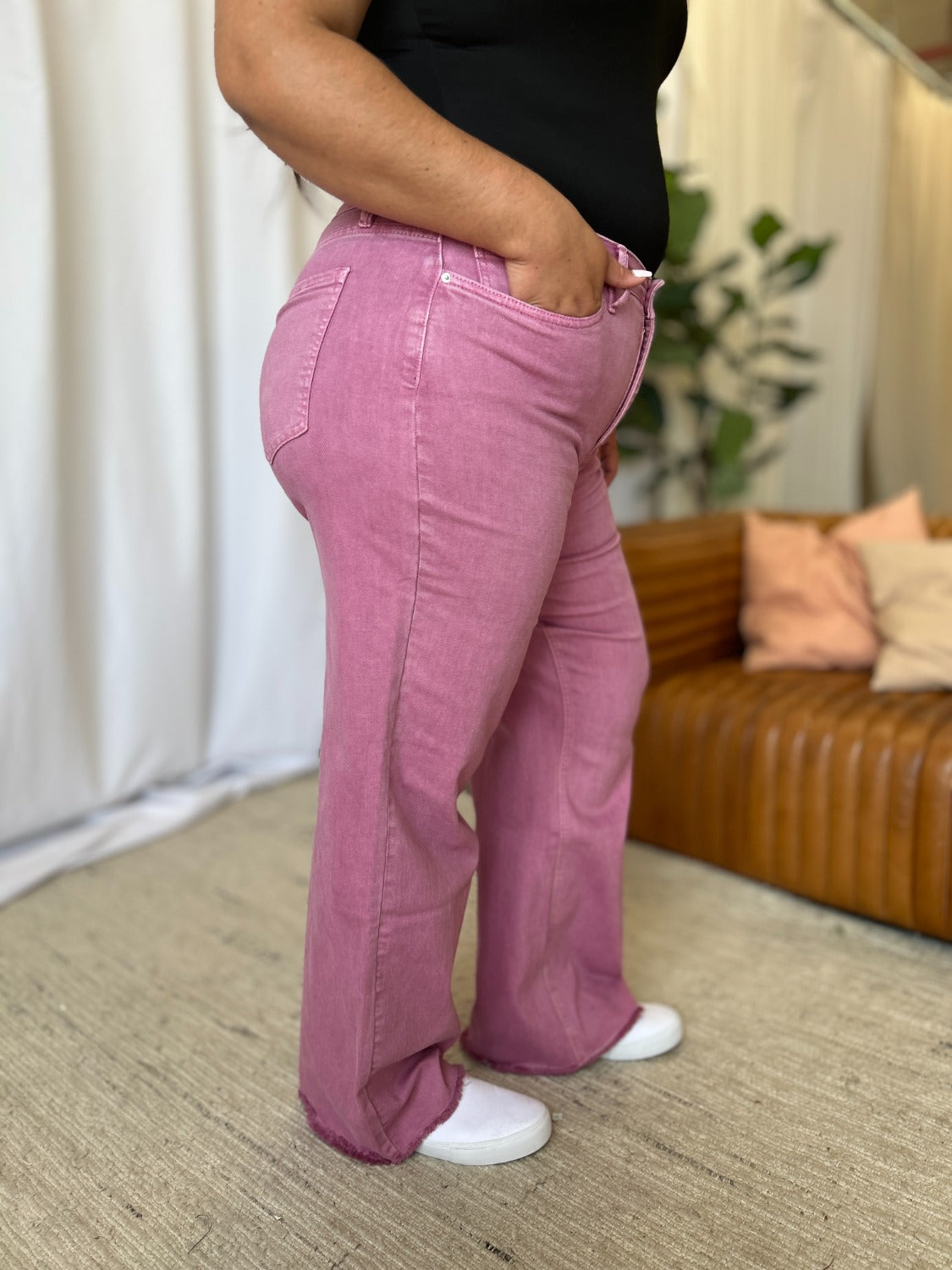 RFM High Rise Garment Dye Wide Leg Jeans