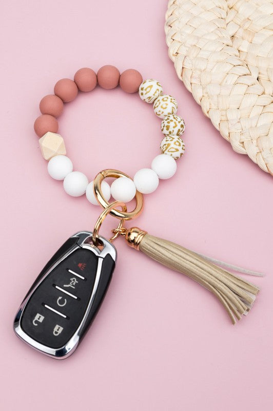 Silicone Gold Leopard Key Ring Bracelet