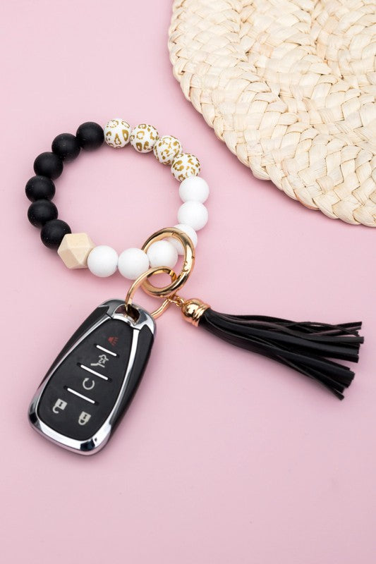 Silicone Gold Leopard Key Ring Bracelet