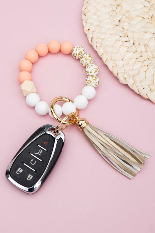 Silicone Gold Leopard Key Ring Bracelet