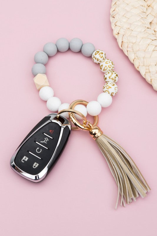Silicone Gold Leopard Key Ring Bracelet
