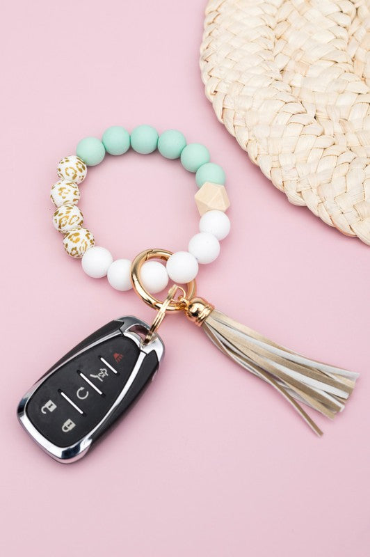 Silicone Gold Leopard Key Ring Bracelet