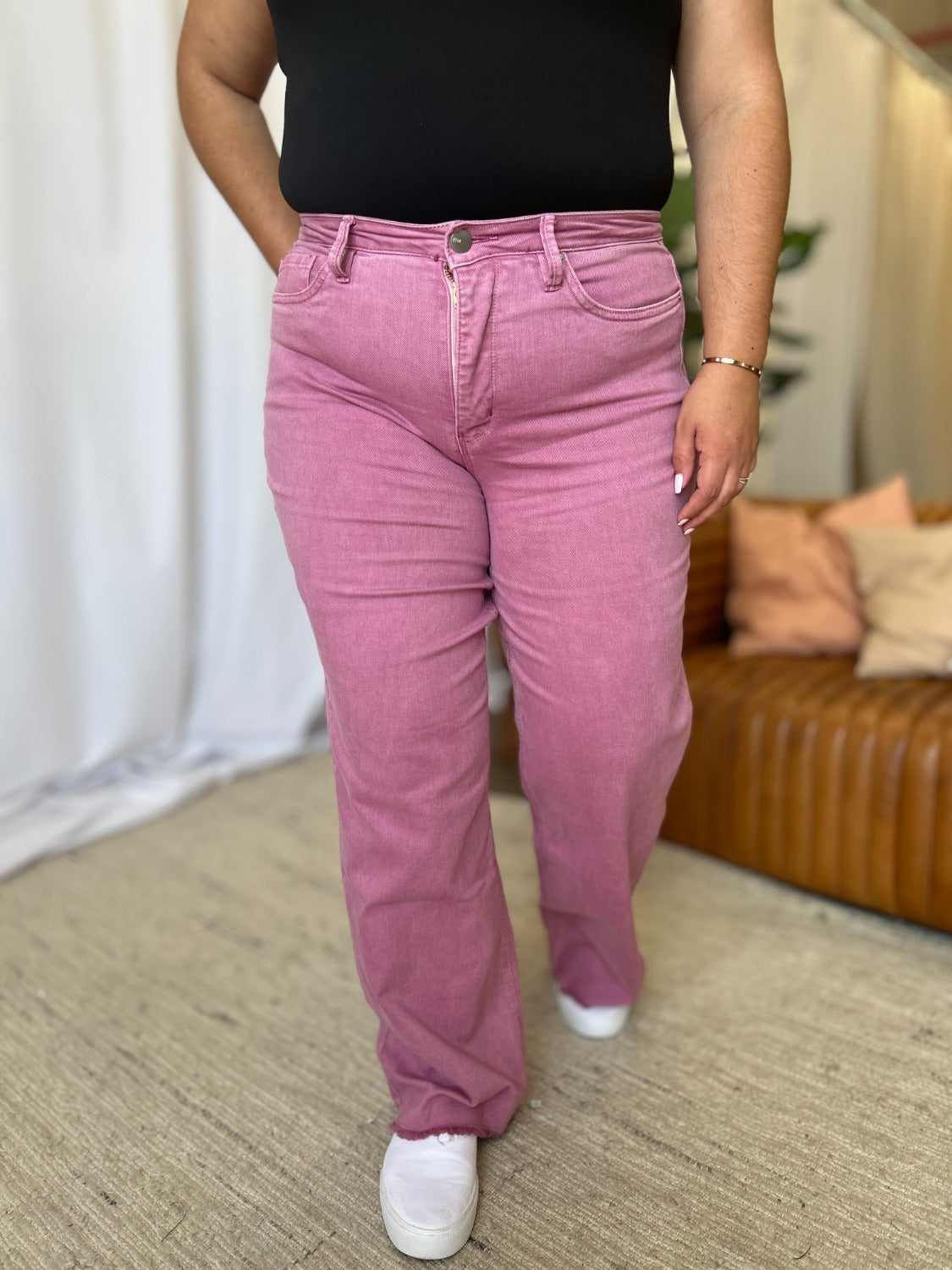 RFM High Rise Garment Dye Wide Leg Jeans