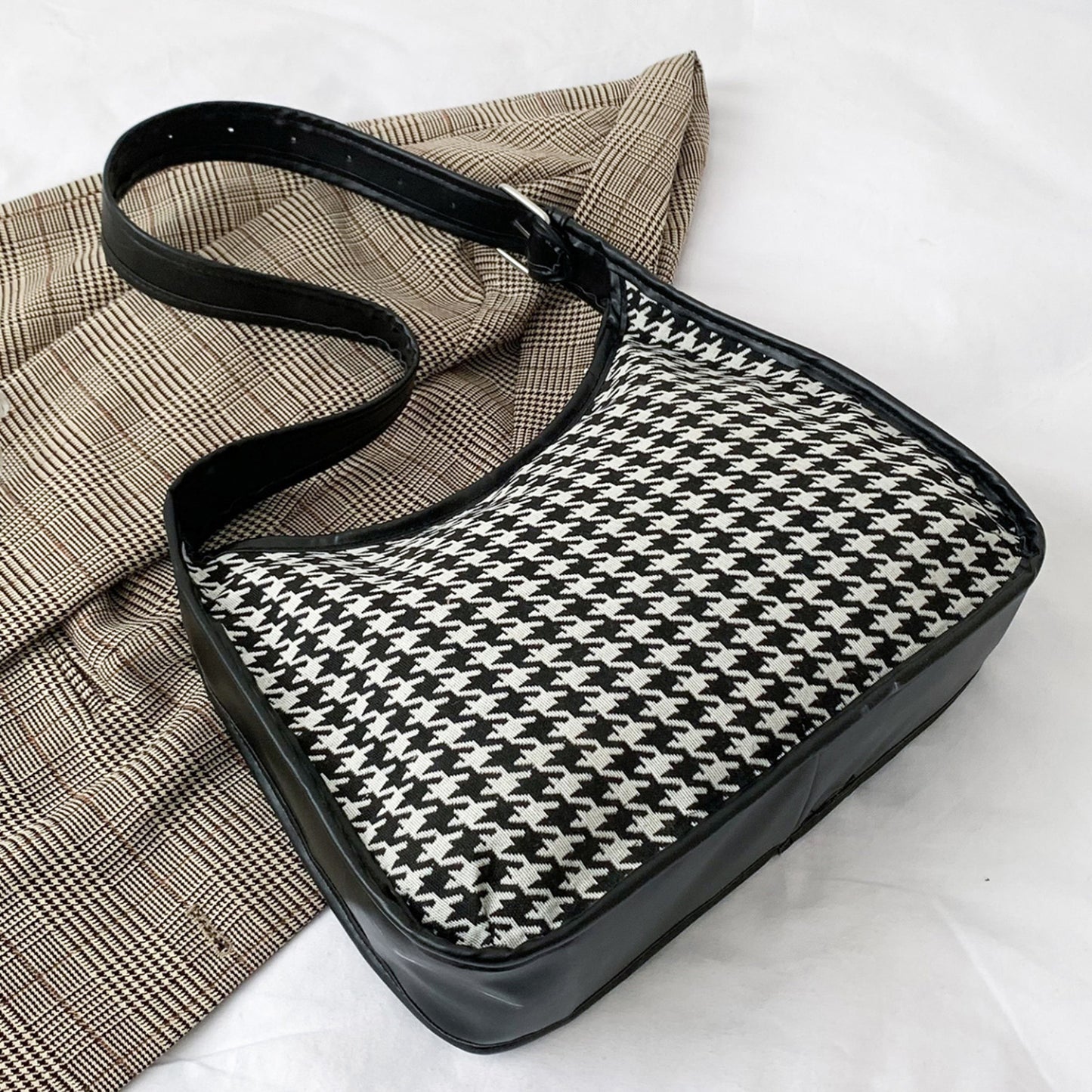 Faux Leather Adjustable Strap Shoulder Bag- 3 Prints