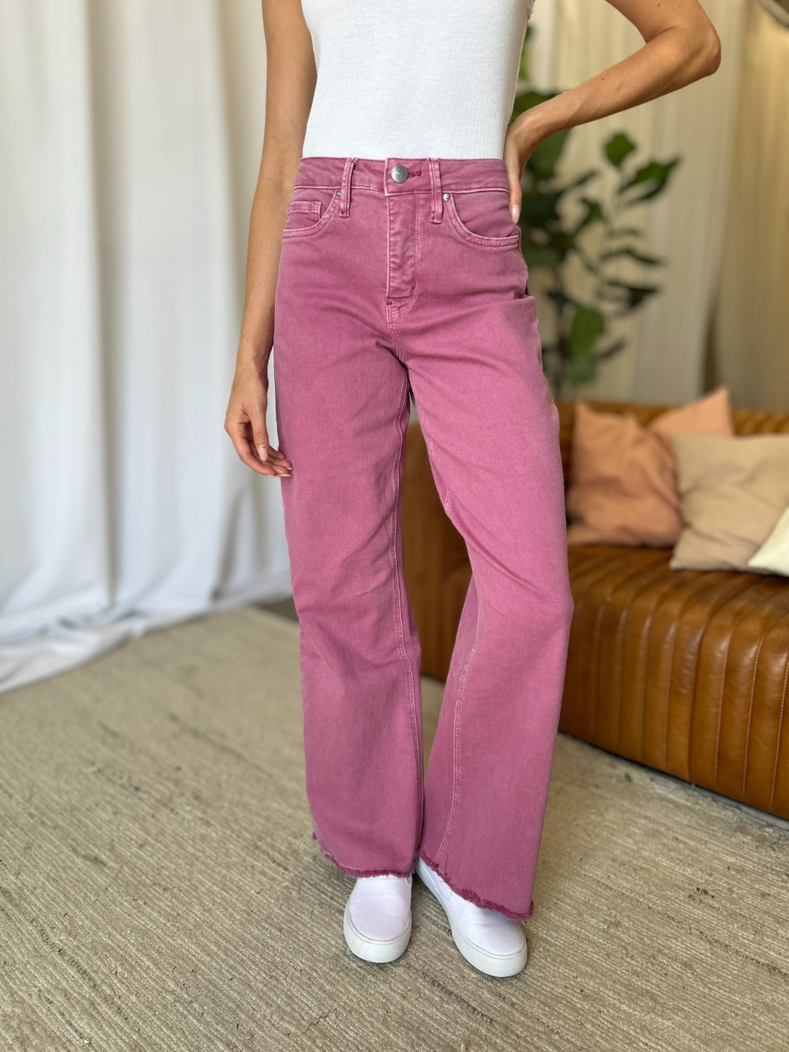 RFM High Rise Garment Dye Wide Leg Jeans