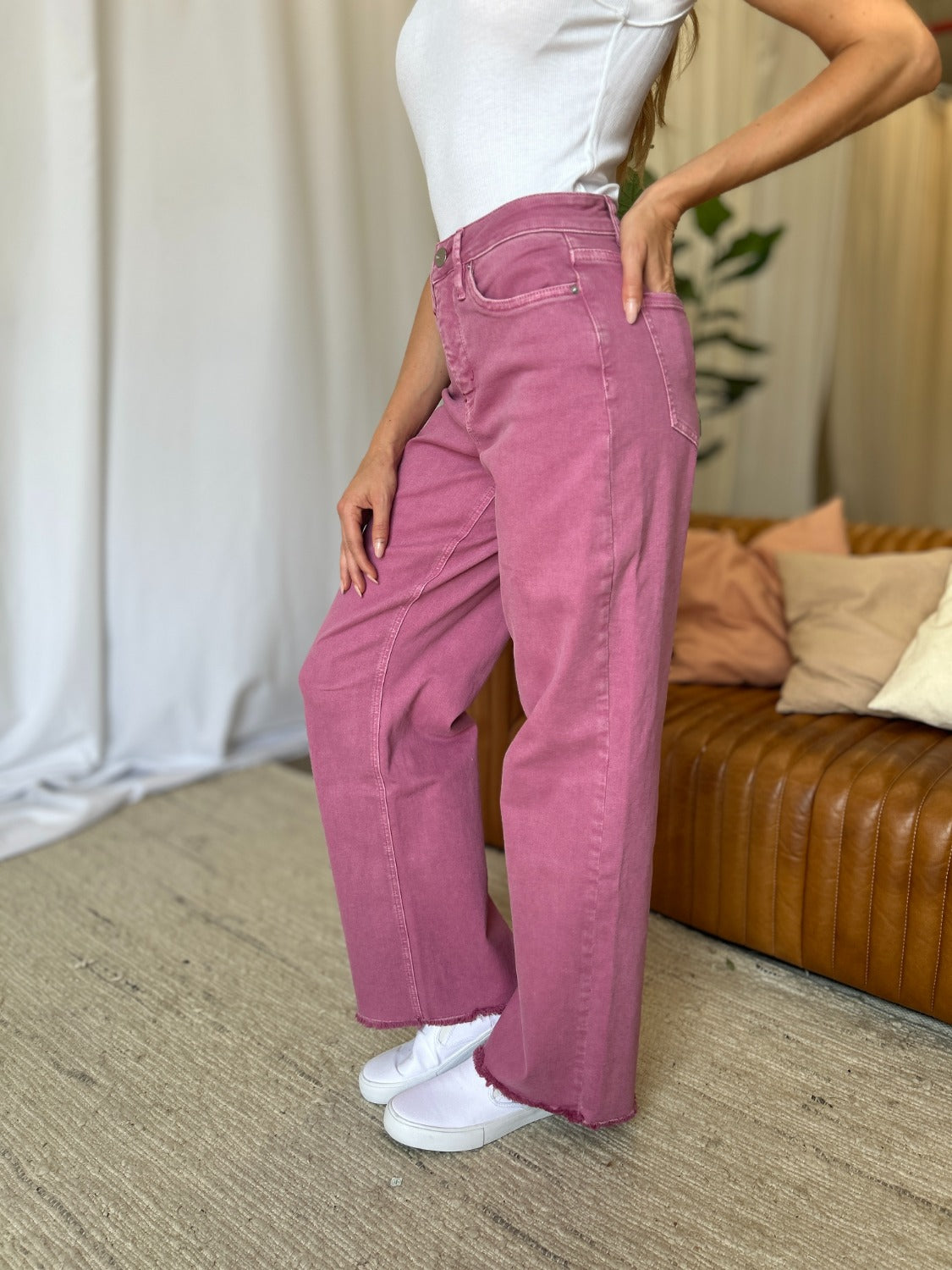 RFM High Rise Garment Dye Wide Leg Jeans