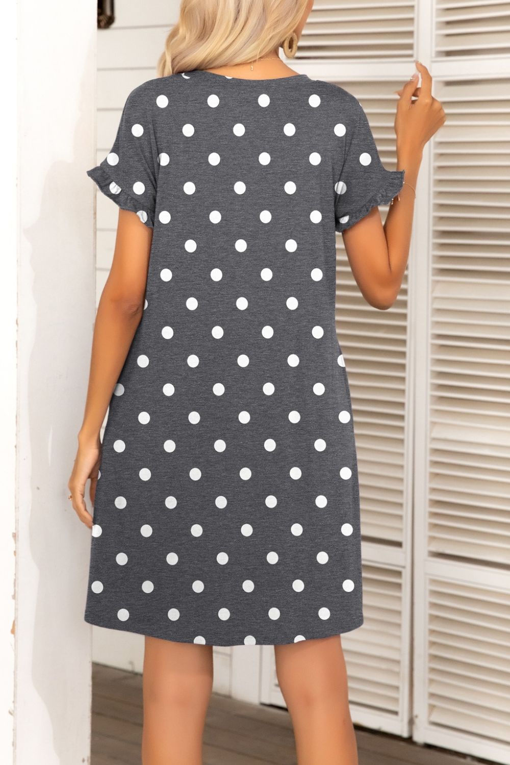 Camo Flounce Sleeve Dress with Pockets