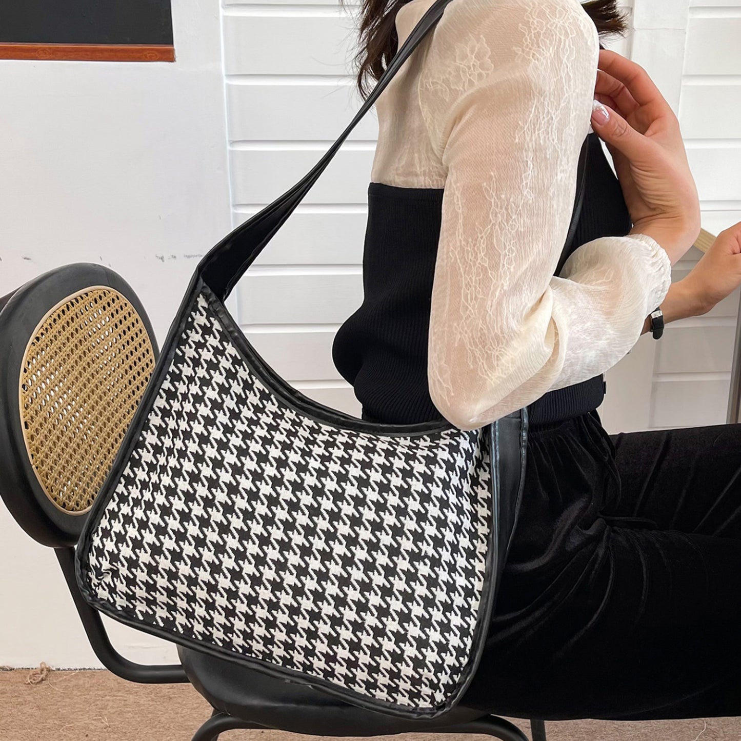 Faux Leather Adjustable Strap Shoulder Bag- 3 Prints