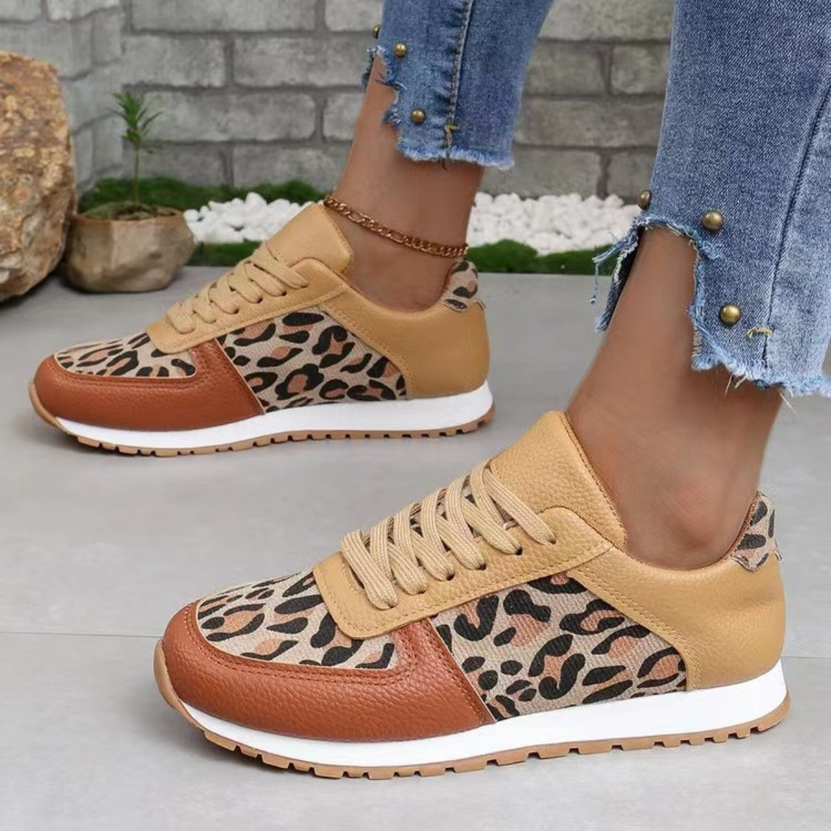 Tied Printed Faux Leather Athletic