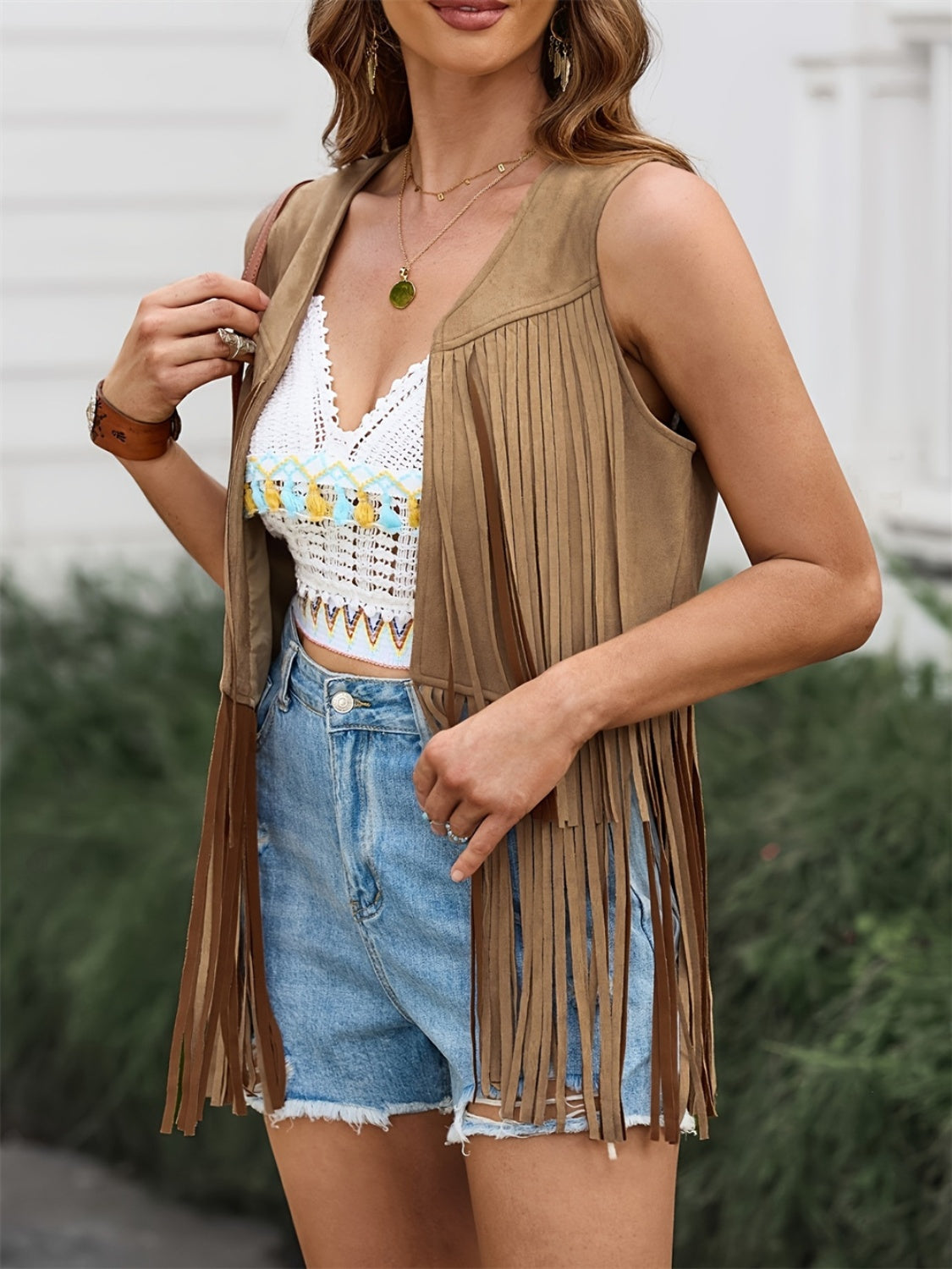 Fringe Open Front Vest Coat- 6 Colors