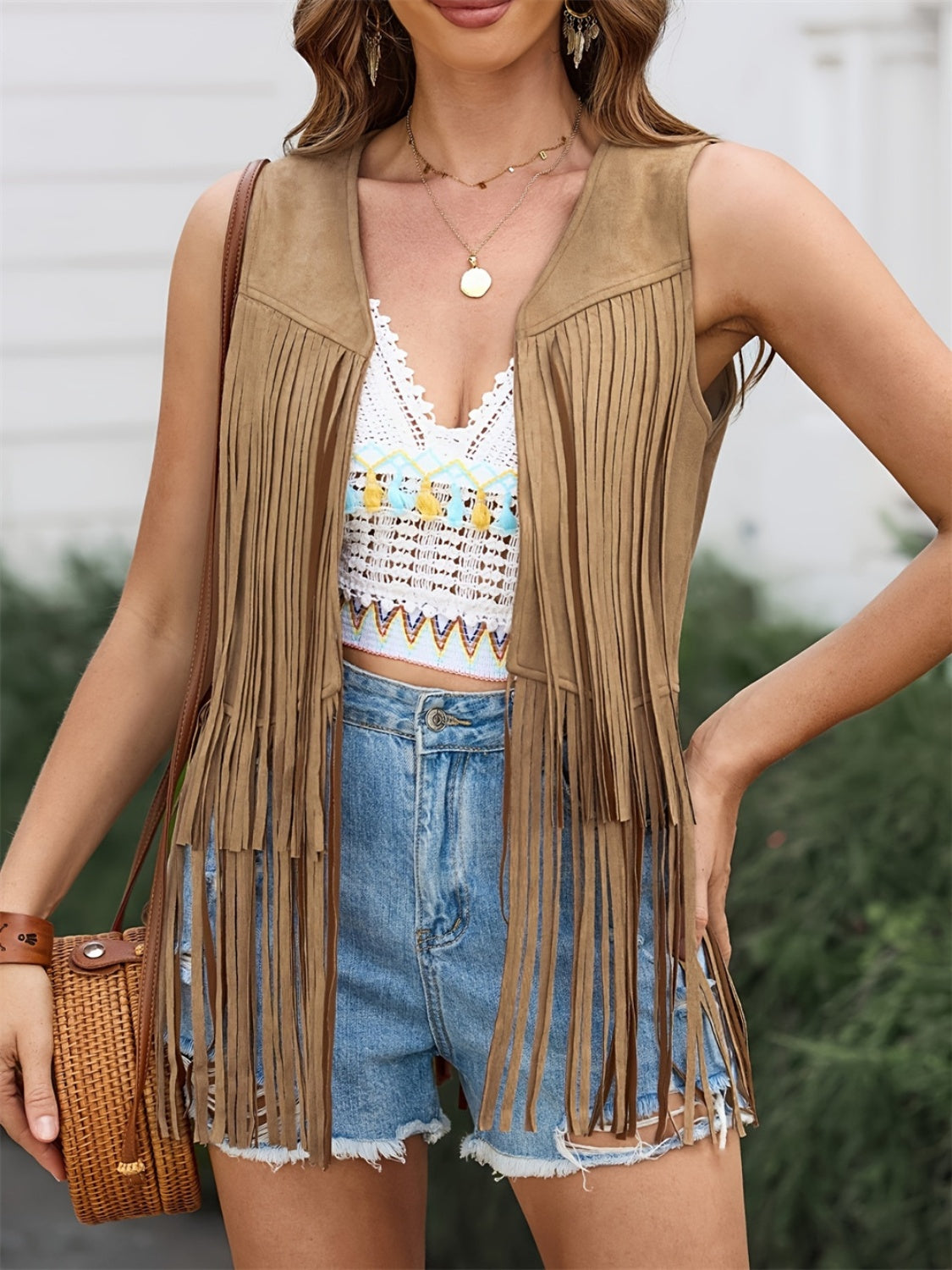 Fringe Open Front Vest Coat- 6 Colors