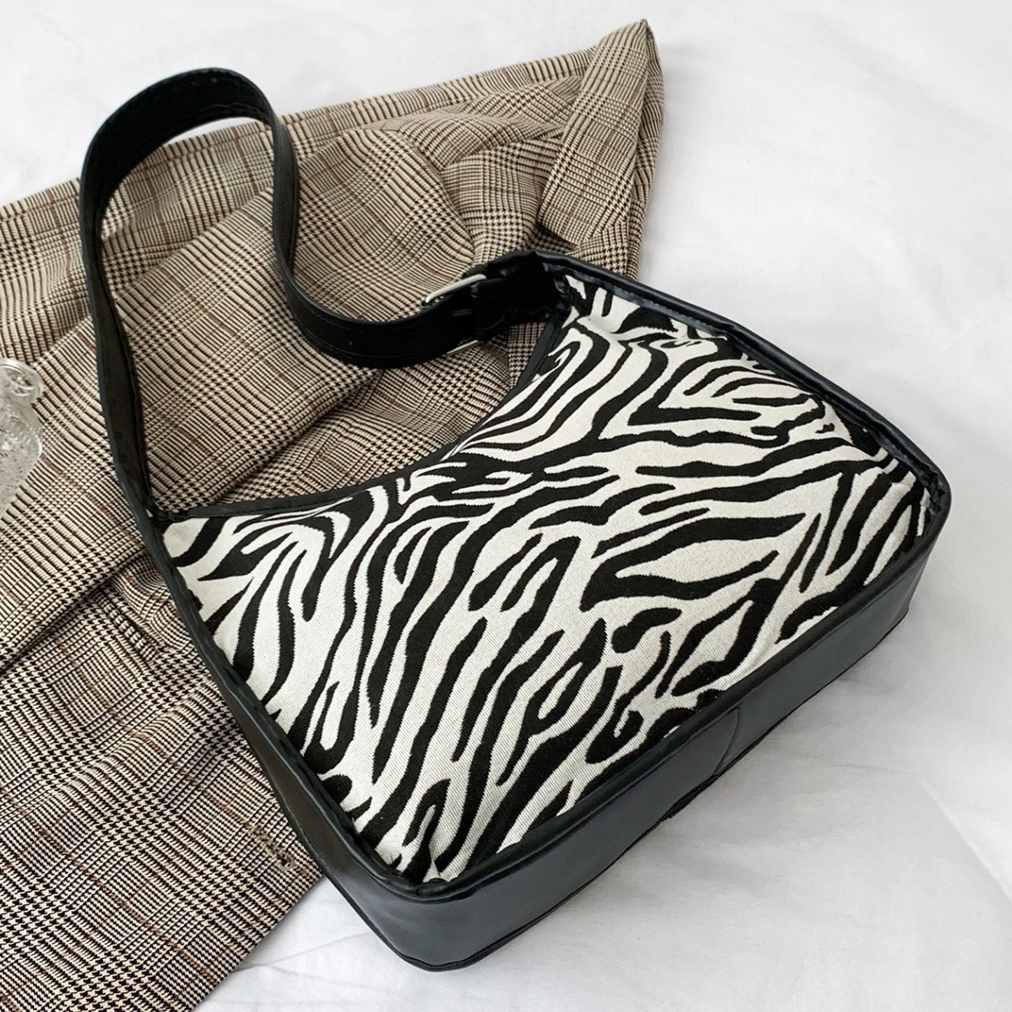 Faux Leather Adjustable Strap Shoulder Bag- 3 Prints