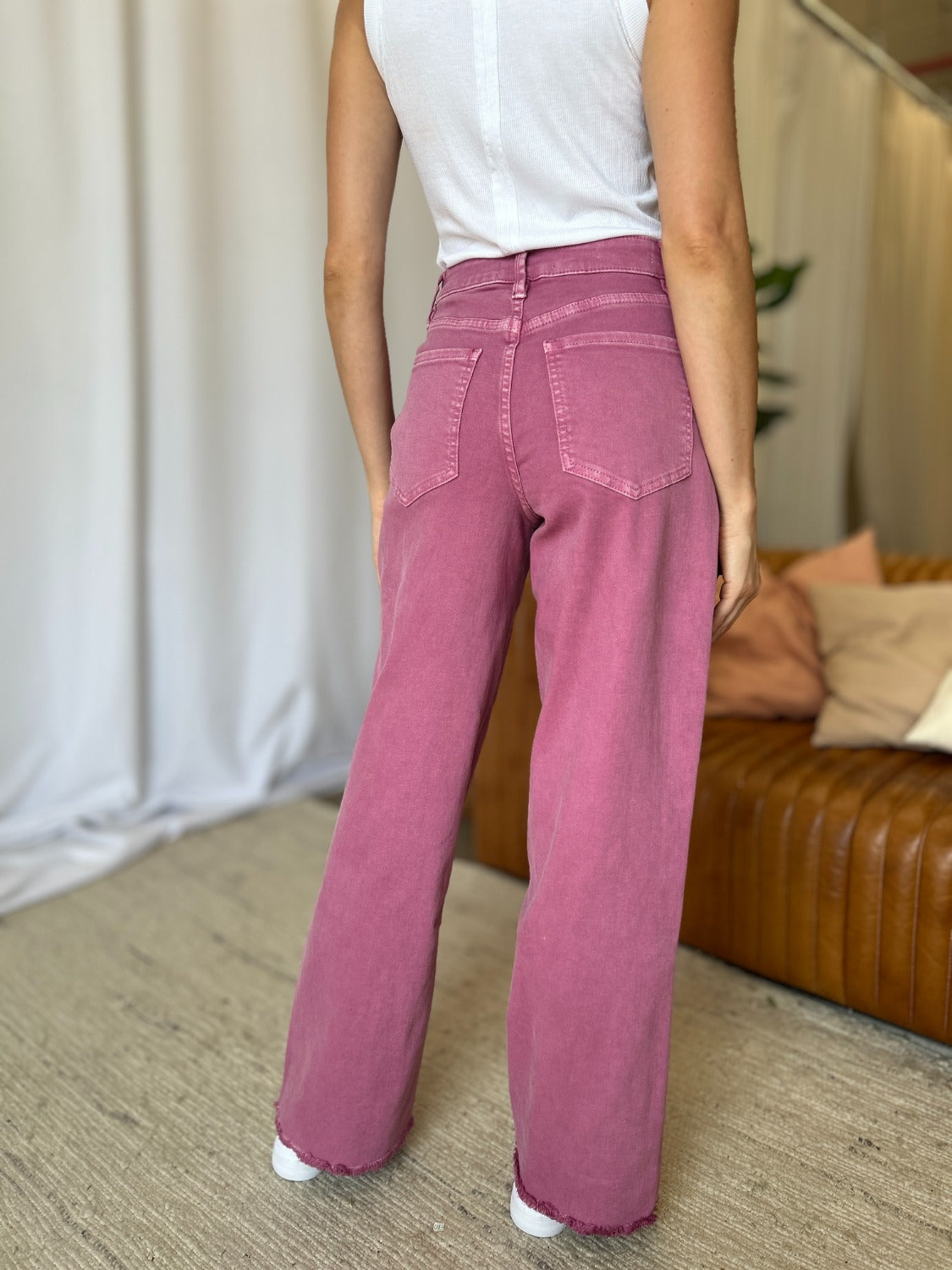 RFM High Rise Garment Dye Wide Leg Jeans