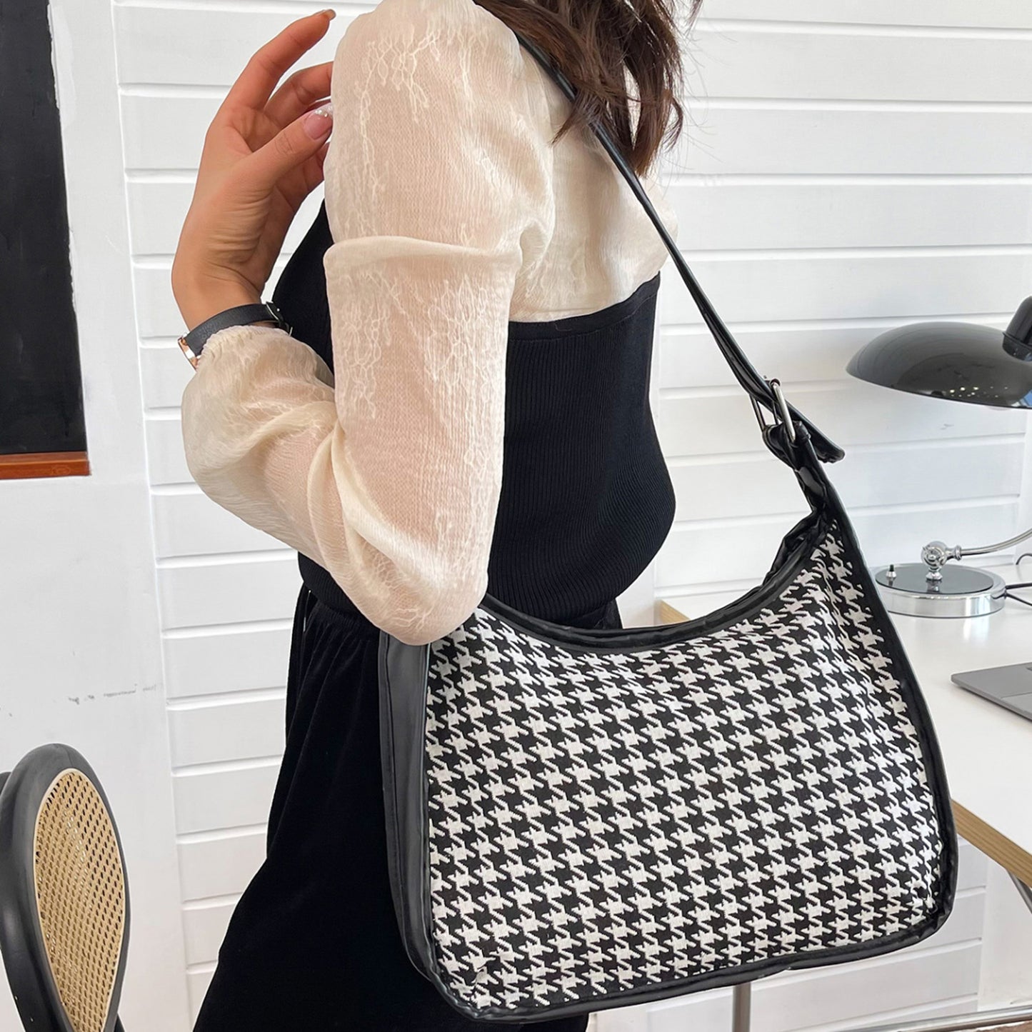 Faux Leather Adjustable Strap Shoulder Bag- 3 Prints