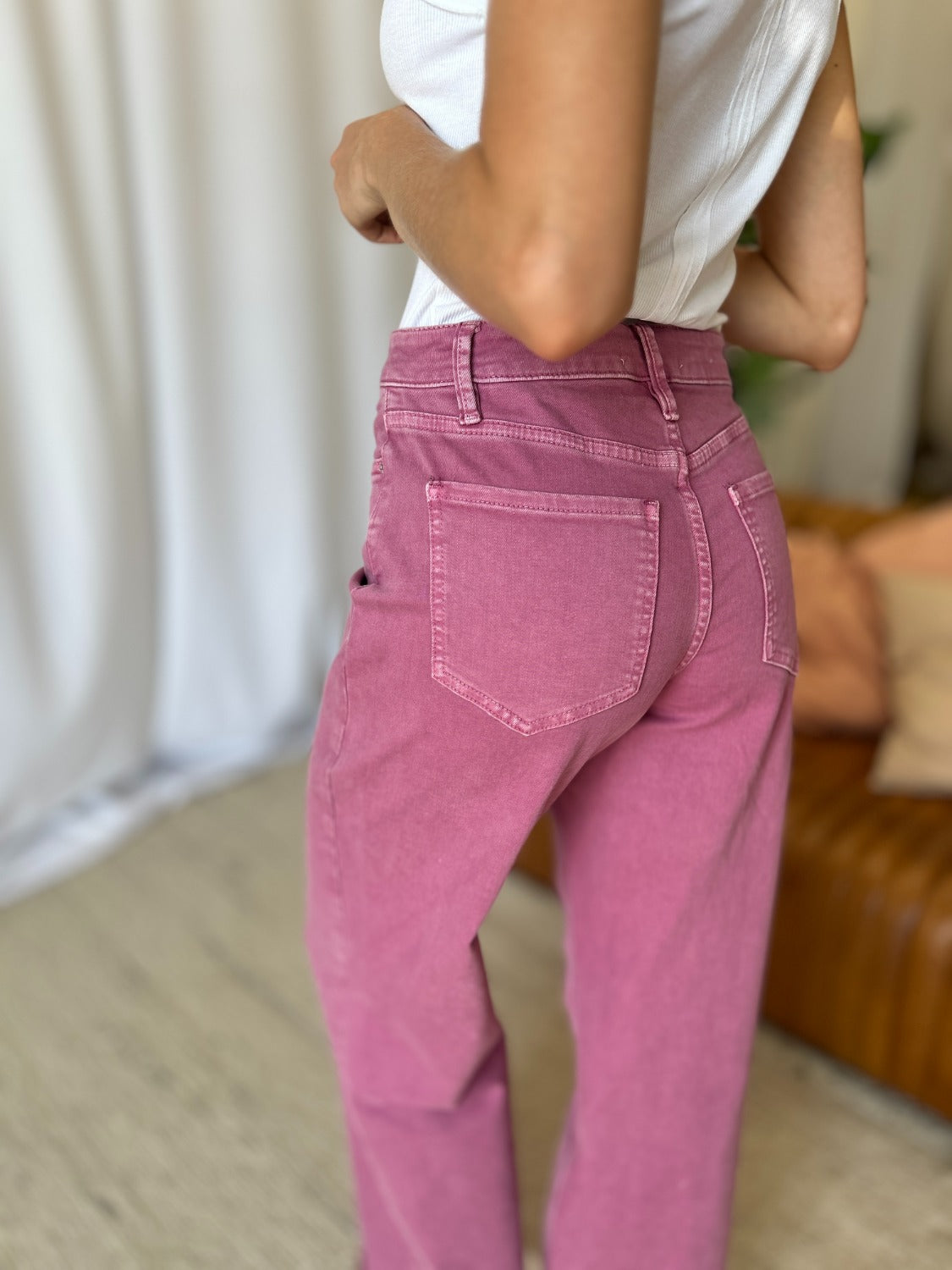 RFM High Rise Garment Dye Wide Leg Jeans