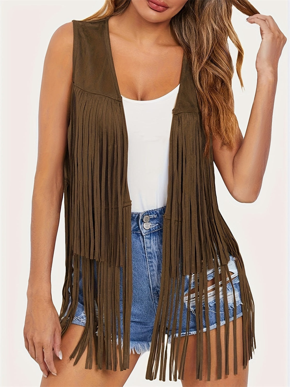 Fringe Open Front Vest Coat- 6 Colors