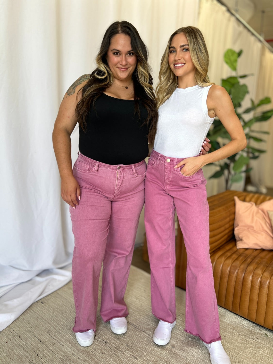 RFM High Rise Garment Dye Wide Leg Jeans