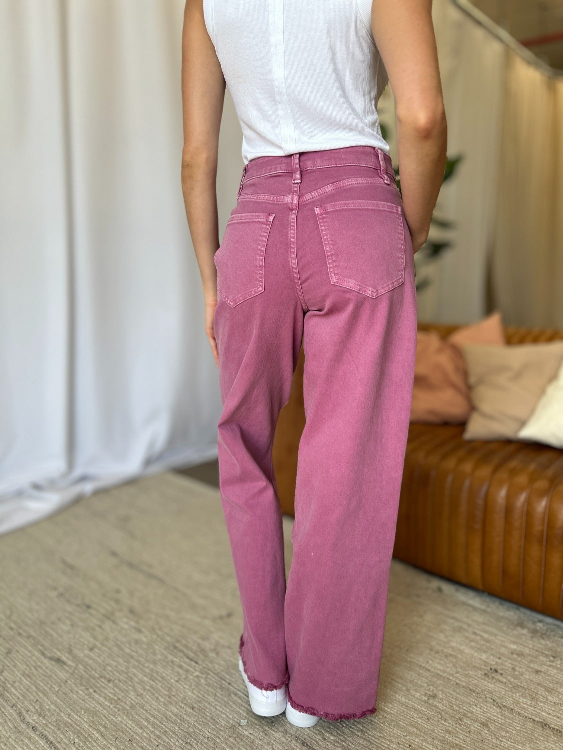 RFM High Rise Garment Dye Wide Leg Jeans