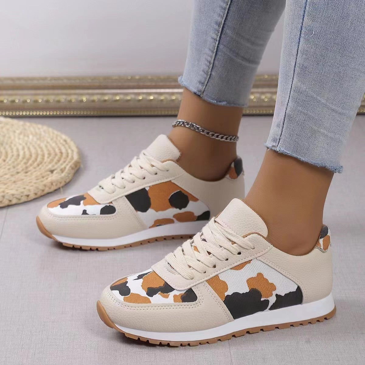 Tied Printed Faux Leather Athletic