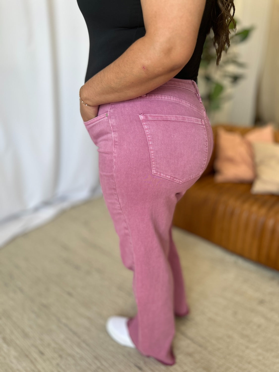 RFM High Rise Garment Dye Wide Leg Jeans