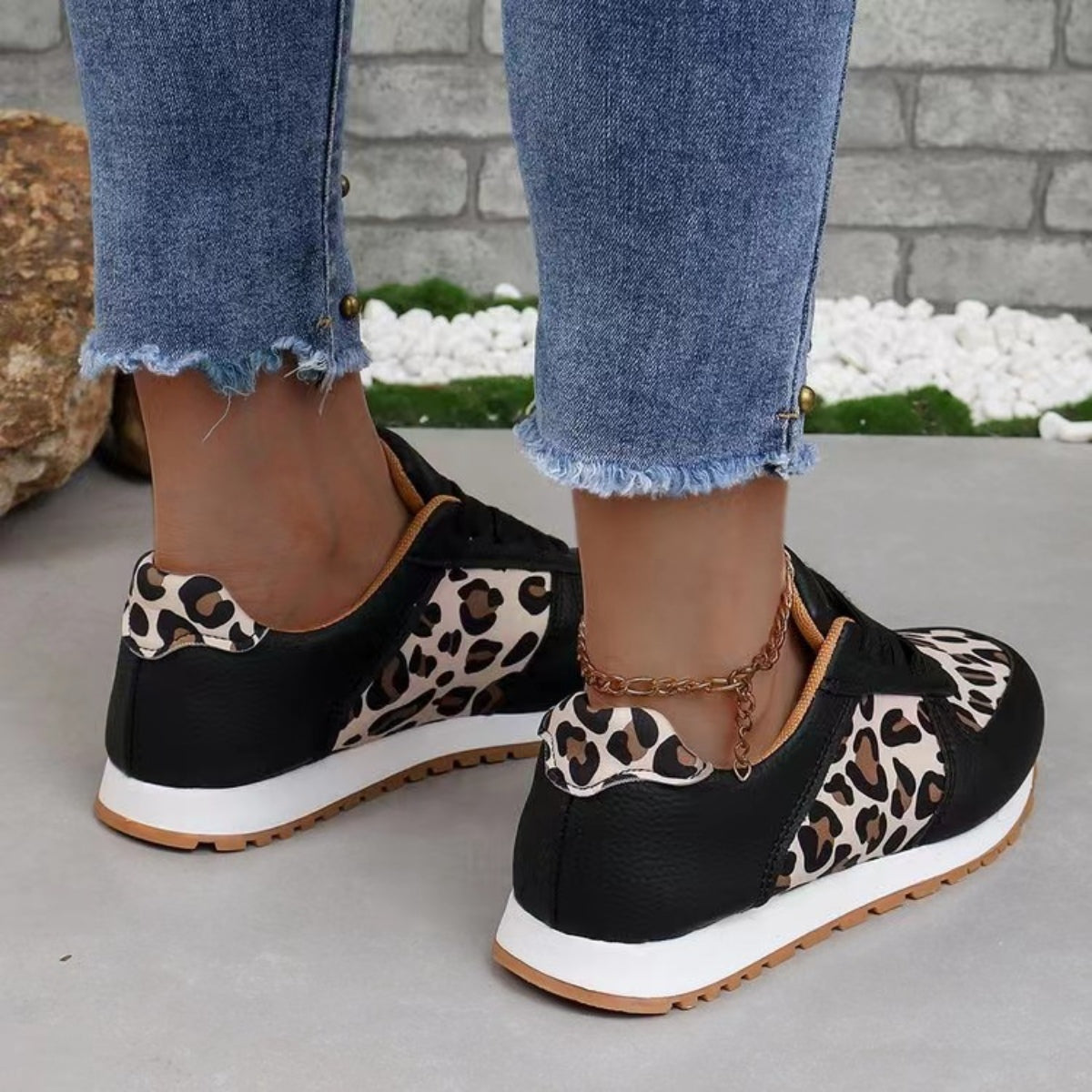 Tied Printed Faux Leather Athletic