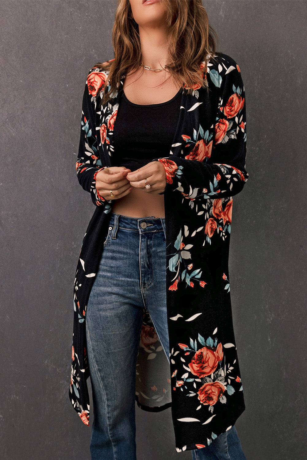 Printed Open Front Longline Cardigan- 7 Print Options