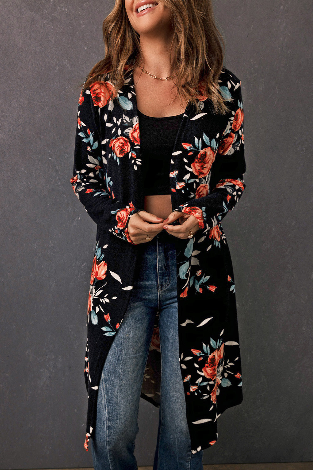 Printed Open Front Longline Cardigan- 7 Print Options