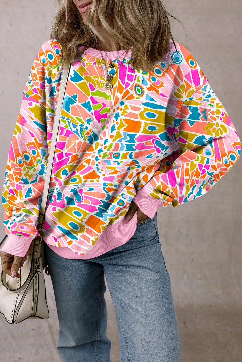 Pink Printed Sweatshirt