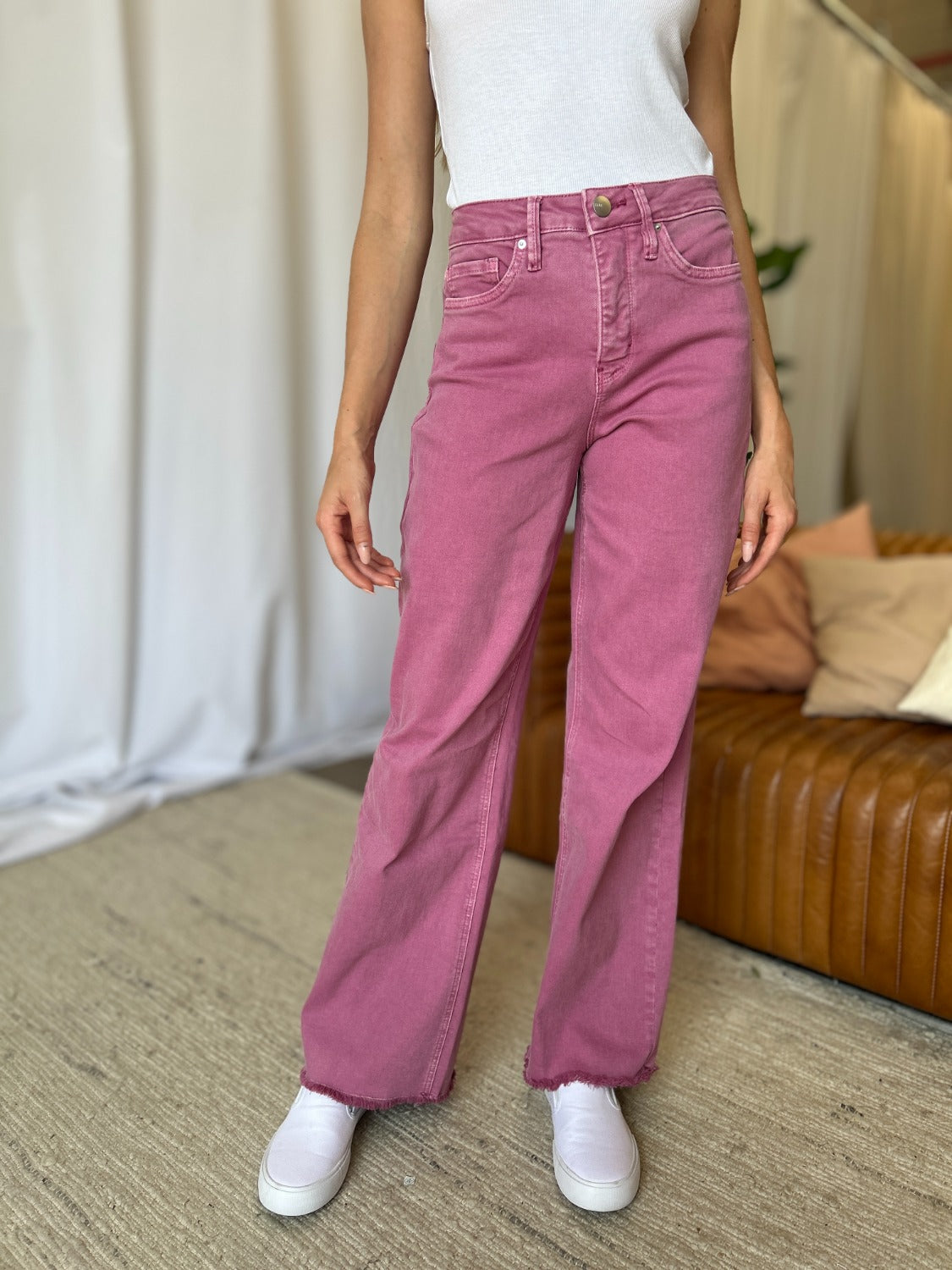 RFM High Rise Garment Dye Wide Leg Jeans