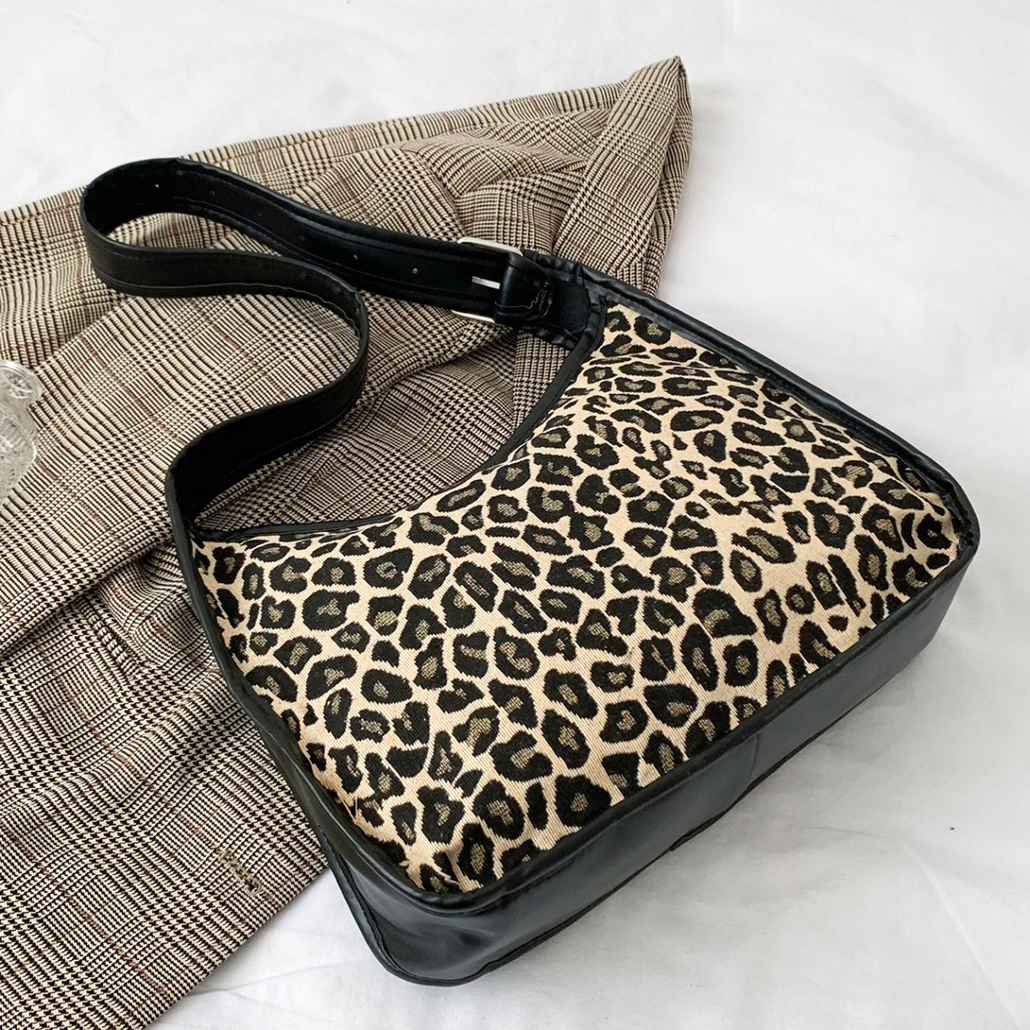 Faux Leather Adjustable Strap Shoulder Bag- 3 Prints
