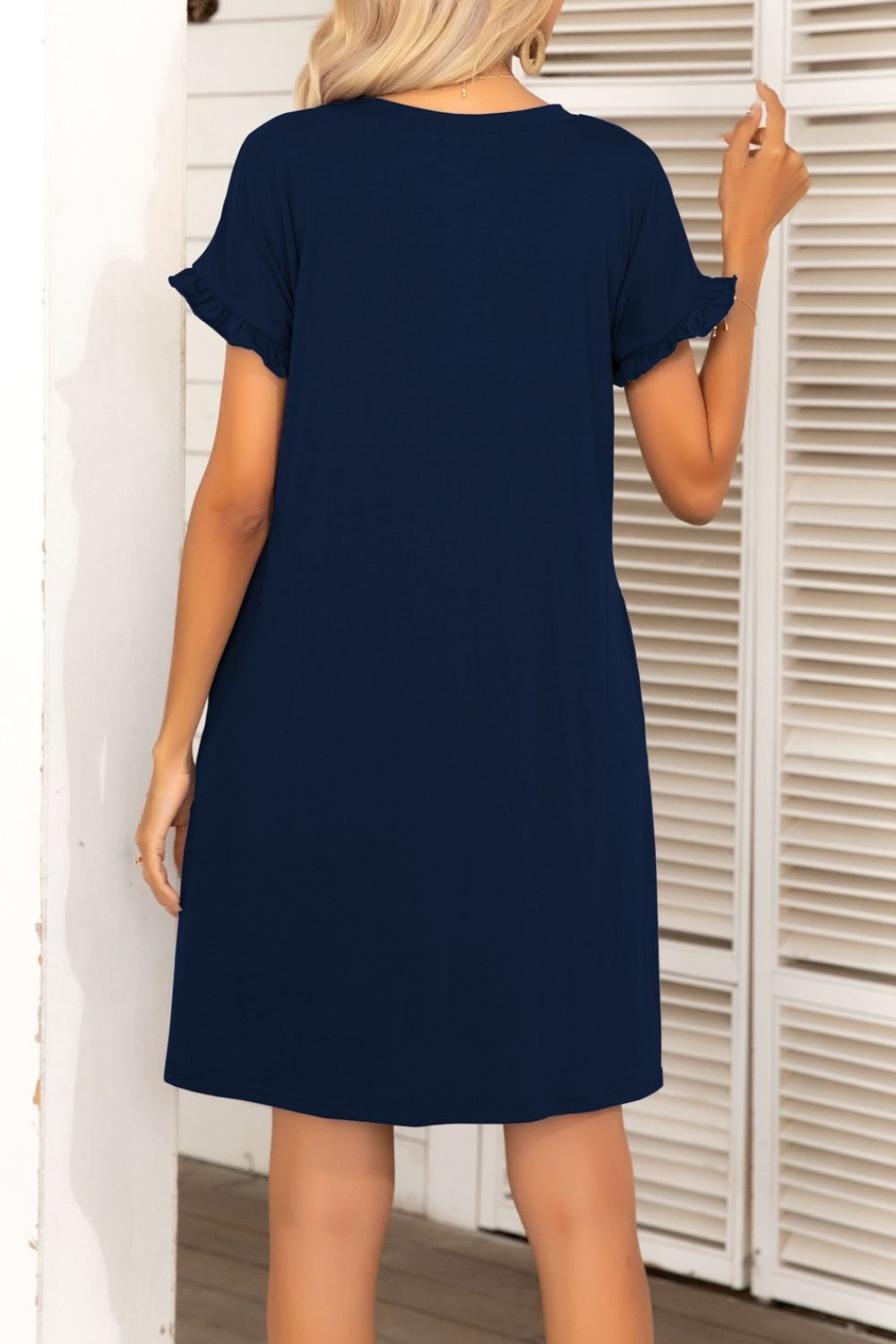 Camo Flounce Sleeve Dress with Pockets