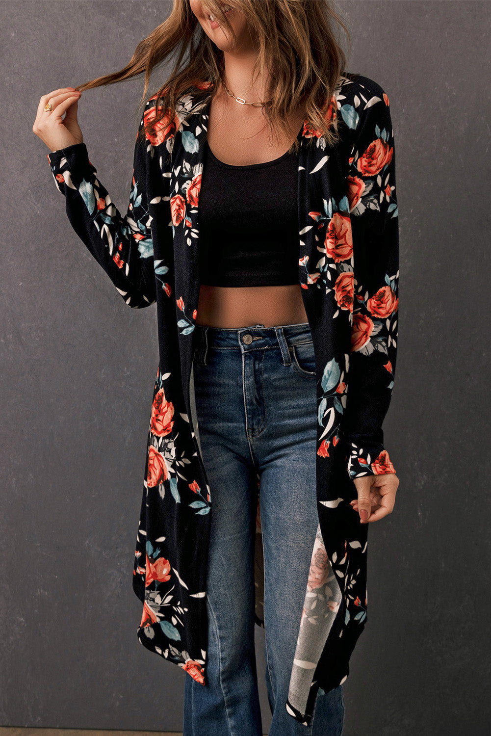 Printed Open Front Longline Cardigan- 7 Print Options