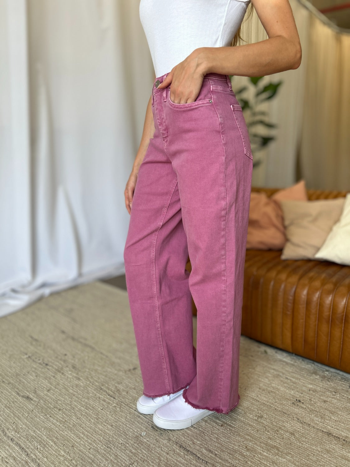 RFM High Rise Garment Dye Wide Leg Jeans