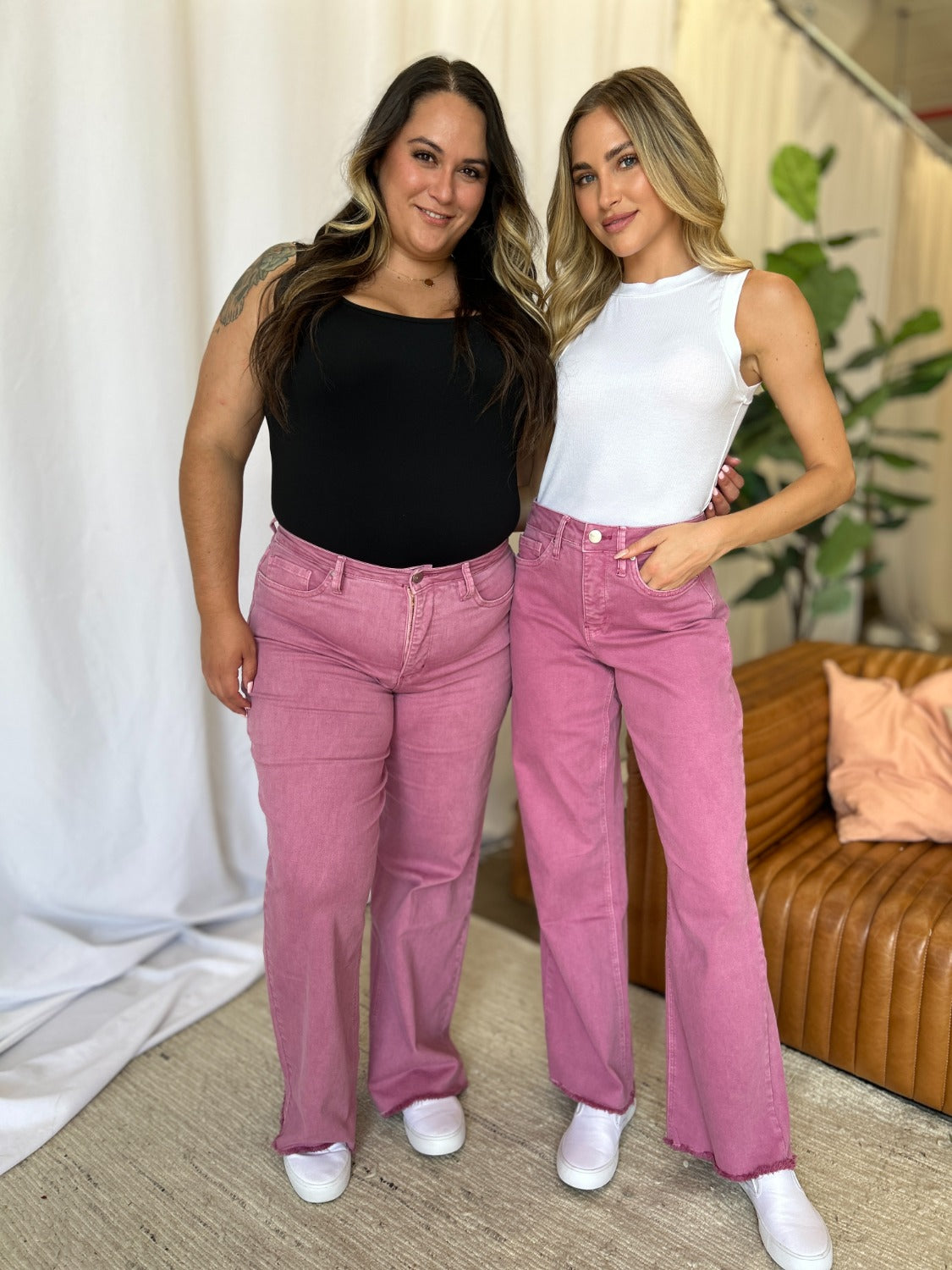 RFM High Rise Garment Dye Wide Leg Jeans