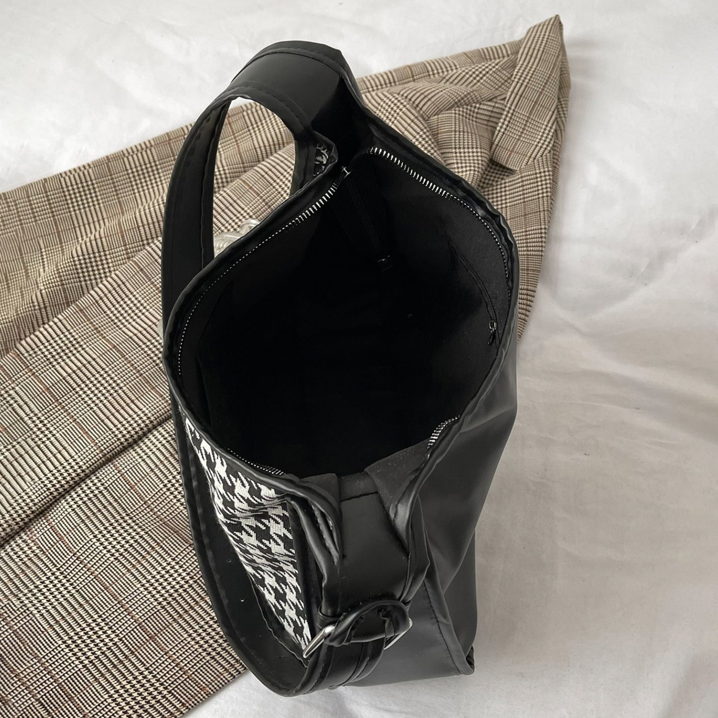 Faux Leather Adjustable Strap Shoulder Bag- 3 Prints
