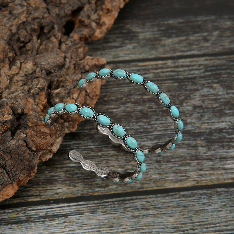 Turquoise C-Hoop Earrings-4 Colors