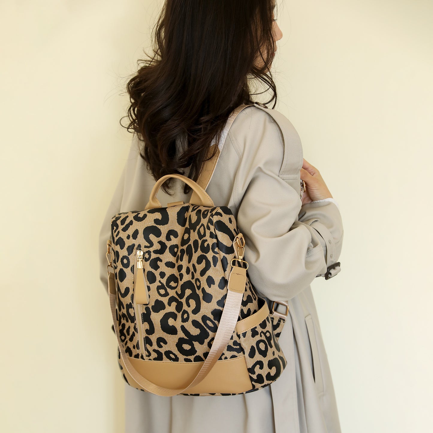 Leopard Faux Leather Backpack Bag