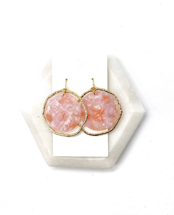 Pink Disc Acrylic Chandelier Earrings