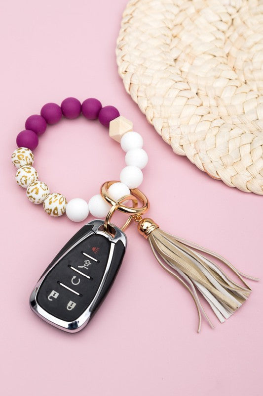 Silicone Gold Leopard Key Ring Bracelet