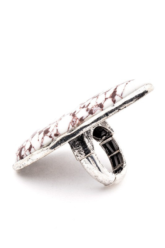 Oversize Compressed Stone Iconic Stretch Ring