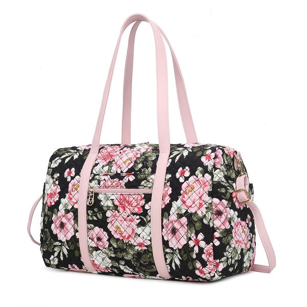 MKF Khelani Quilted Botanical Pattern Duffle Bag