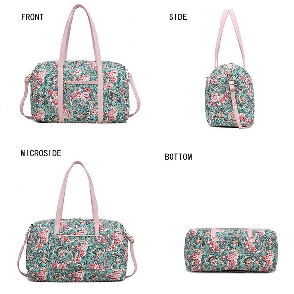 MKF Khelani Quilted Botanical Pattern Duffle Bag