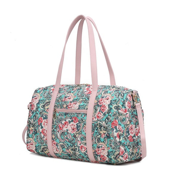 MKF Khelani Quilted Botanical Pattern Duffle Bag