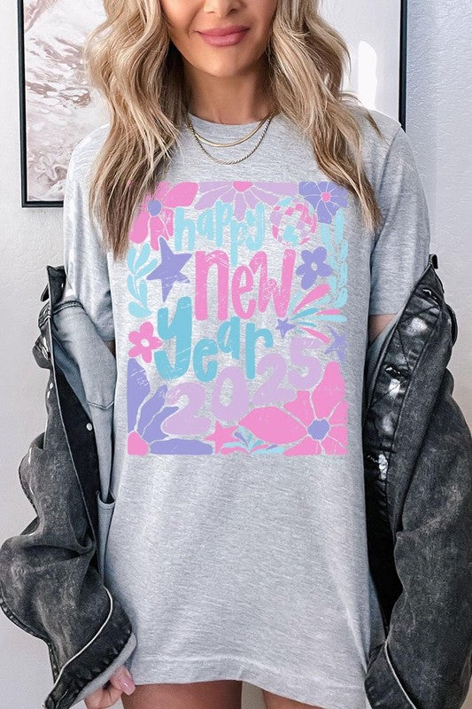 Floral Happy new year 2025 Graphic Tee