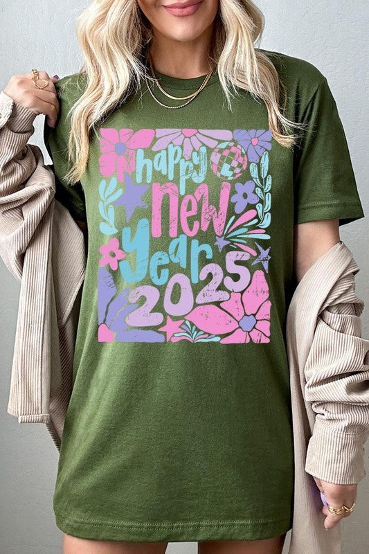 Floral Happy new year 2025 Graphic Tee