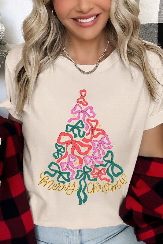 Coquette Bow Christmas Tree Graphic Tee