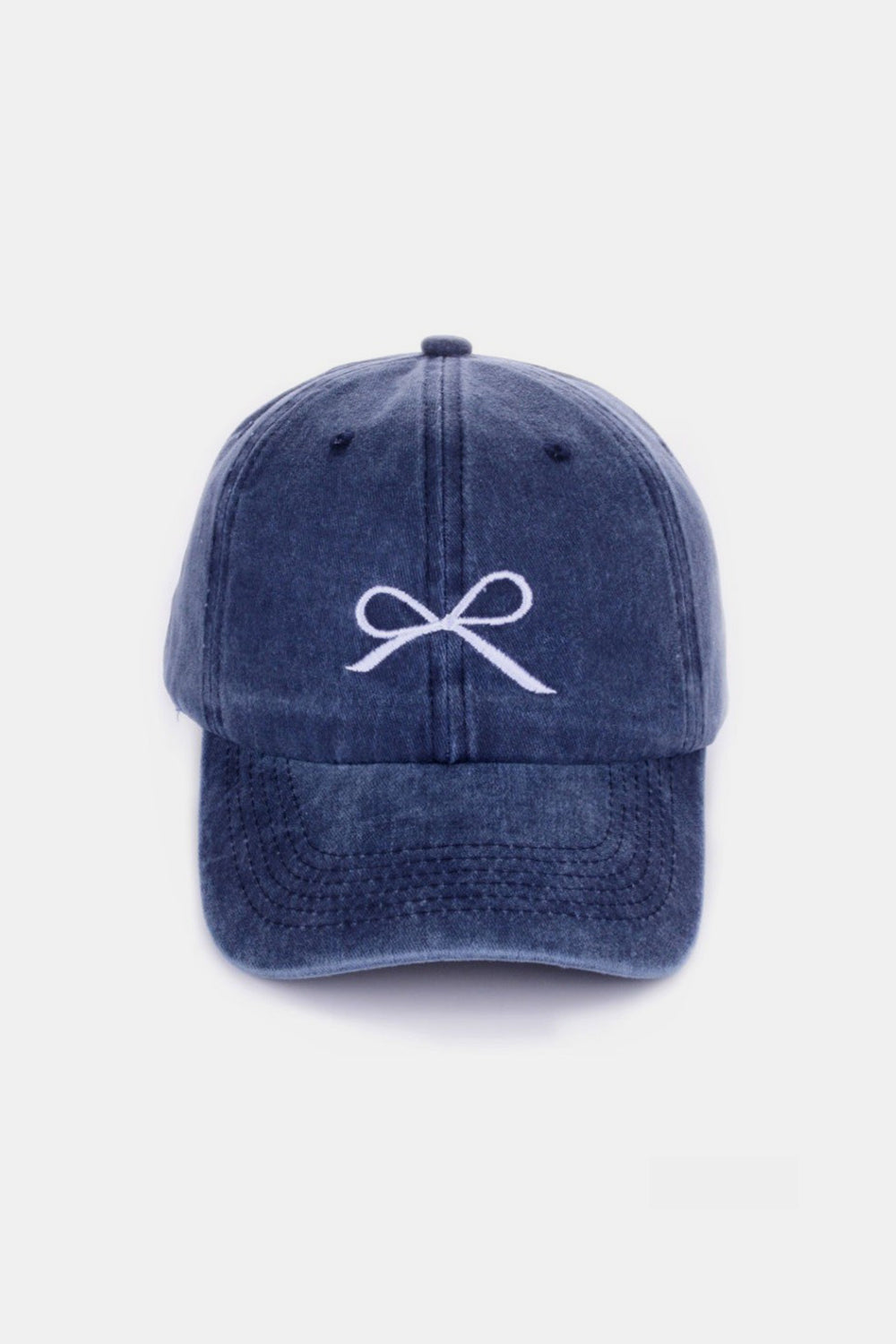 Bow Embroidered Cotton Caps- 9 Colors