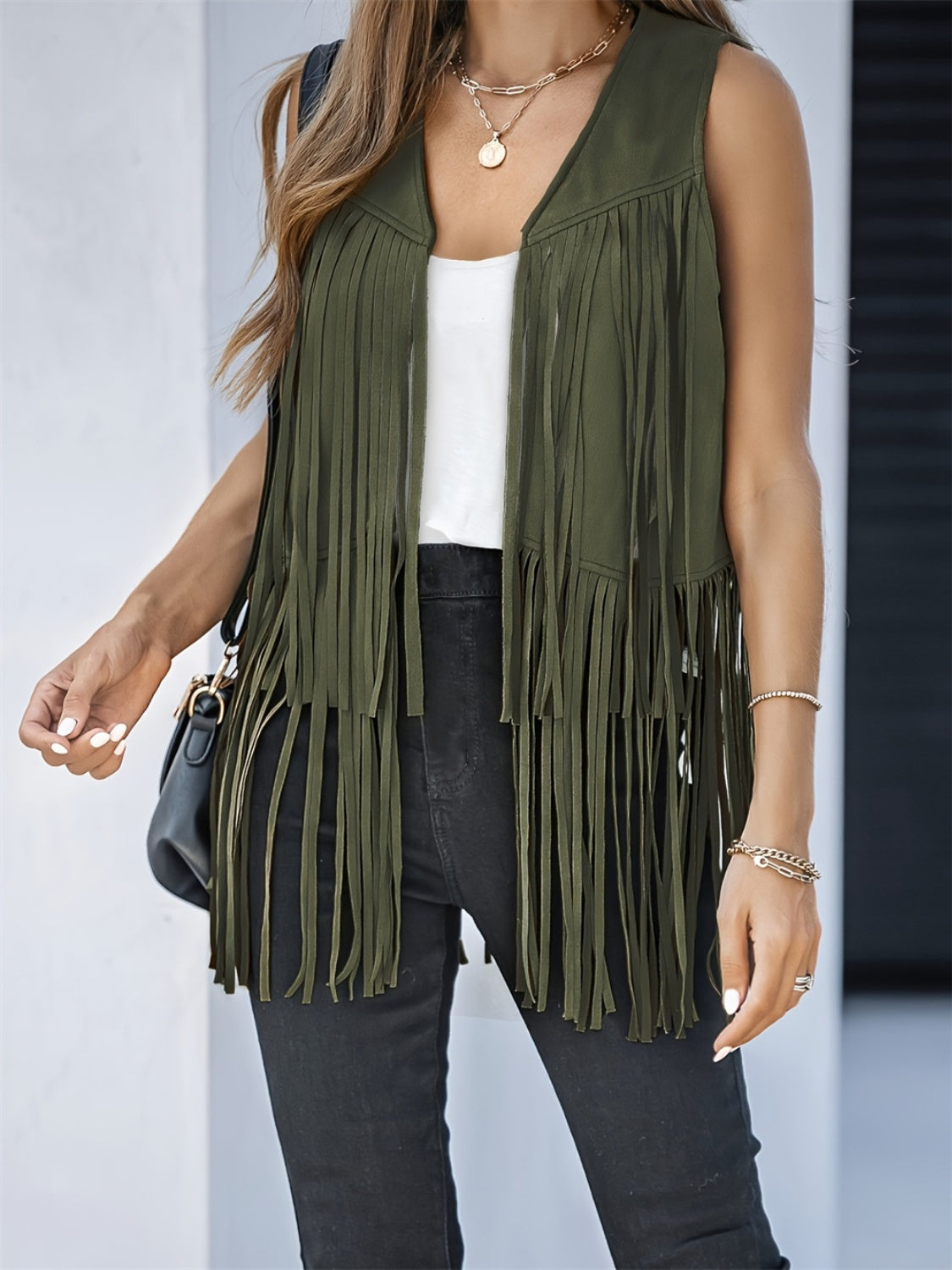 Fringe Open Front Vest Coat- 6 Colors