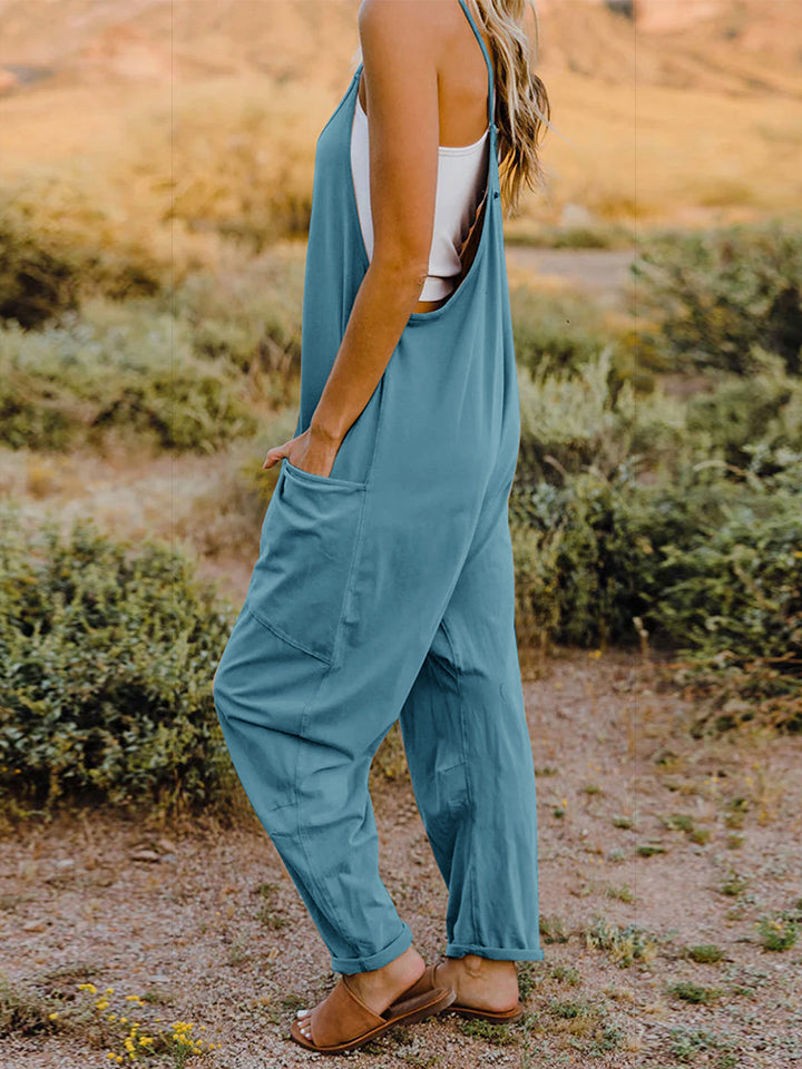 V-Neck Sleeveless Jumpsuit with Pockets- 6 Colors