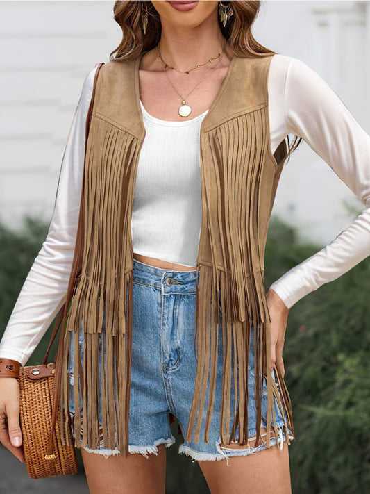 Fringe Open Front Vest Coat- 6 Colors